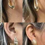 18K Gold-filled hollow hoop earrings in gold and silver. Super light weight and hollow. Gold filled hoops. Gold filled earrings.