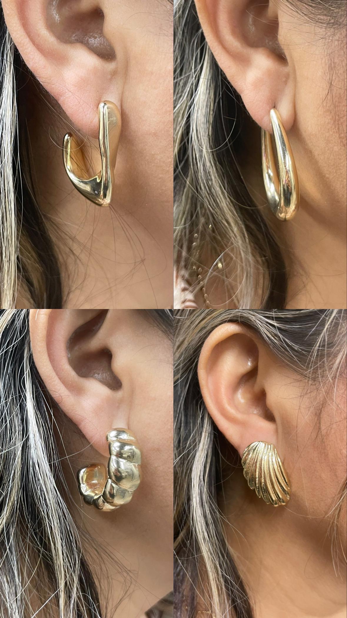 18K Gold-filled hollow hoop earrings in gold and silver. Super light weight and hollow. Gold filled hoops. Gold filled earrings.