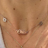 Nameplate with Jewish stars | personalized name necklace with Star of David | Jewish star nameplate necklace | custom Star of David necklace