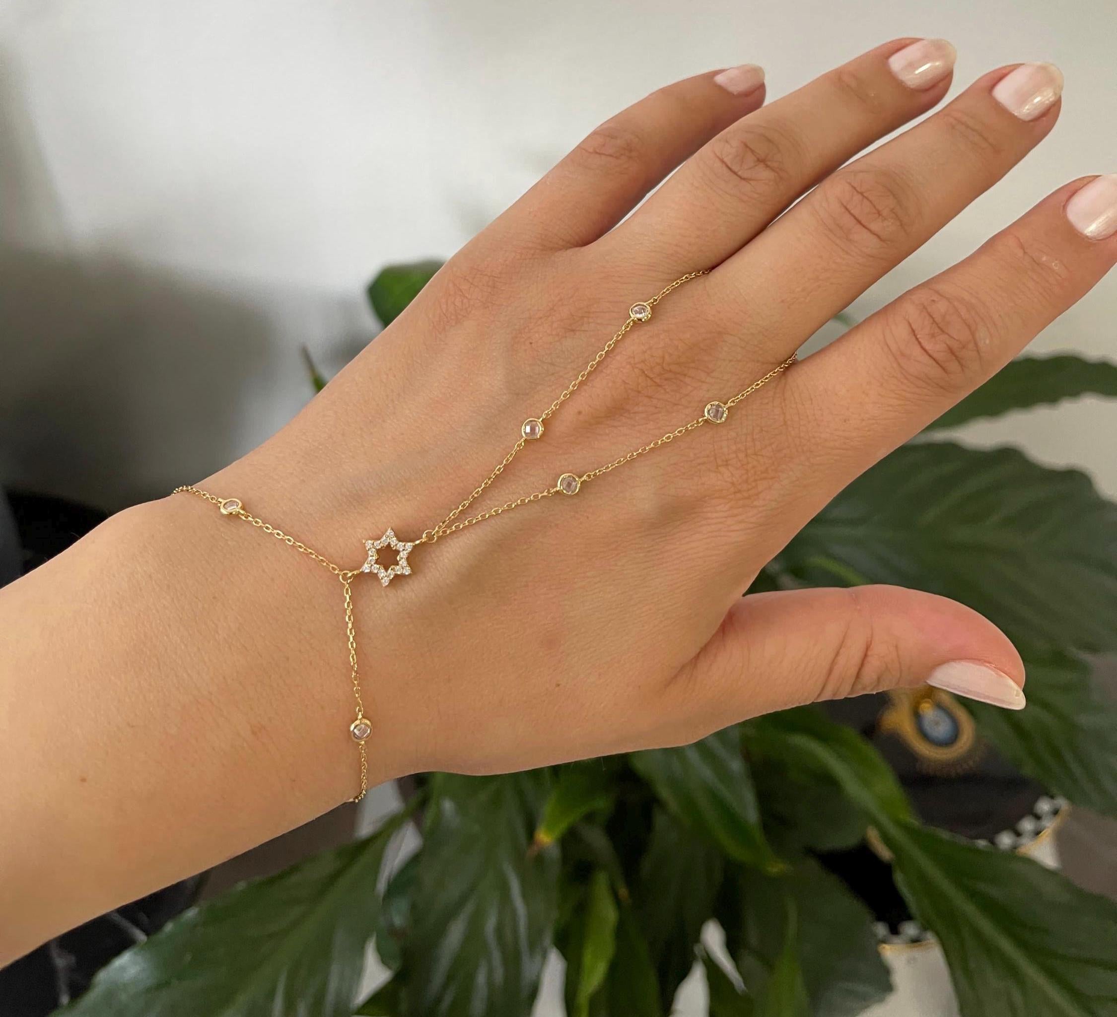 Sterling silver gold plated hand chains | Evil eye hand chain | Jewish star hand chain | Star of David hand chain | Personalized hand chain