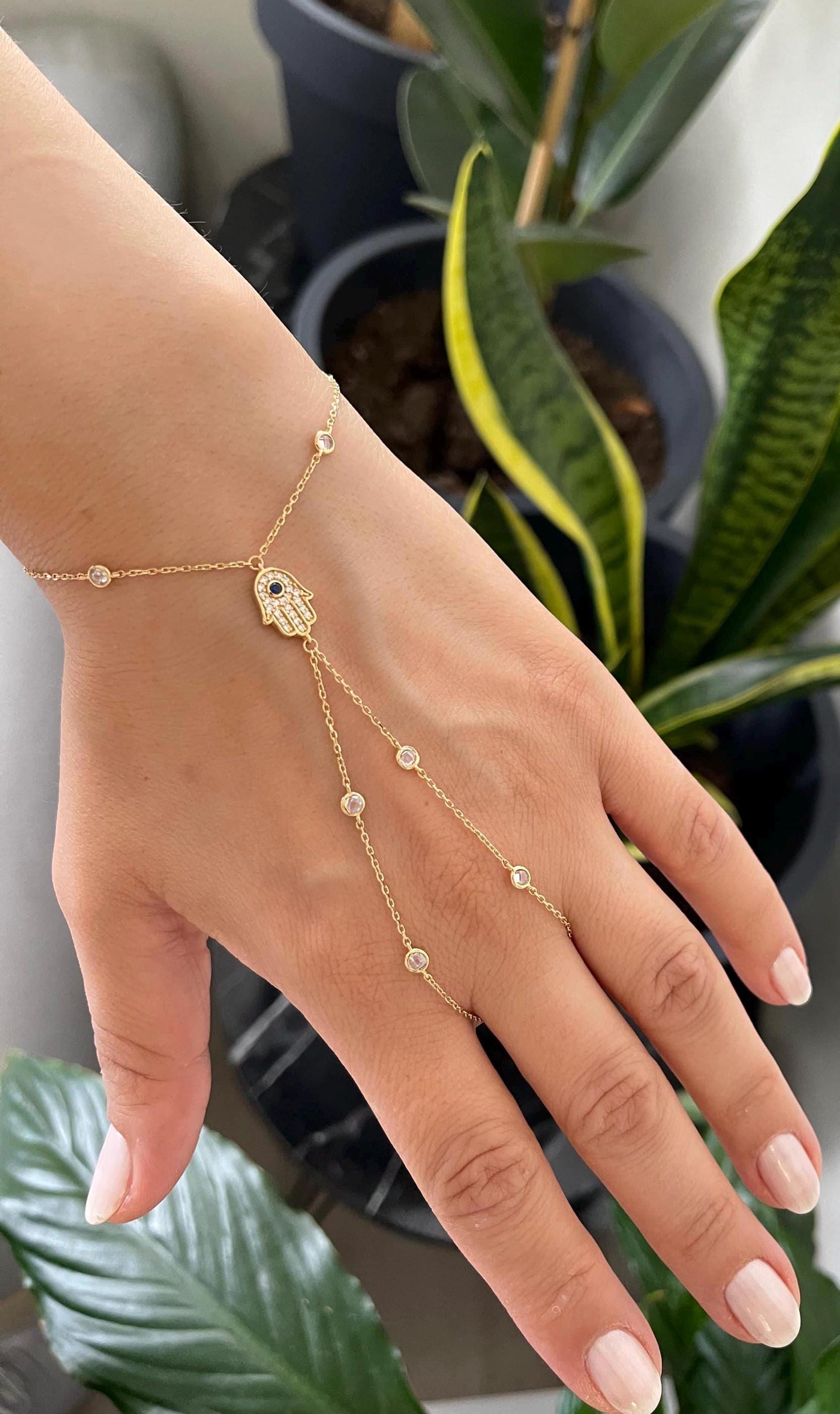 Sterling silver gold plated hand chains | Evil eye hand chain | Jewish star hand chain | Star of David hand chain | Personalized hand chain