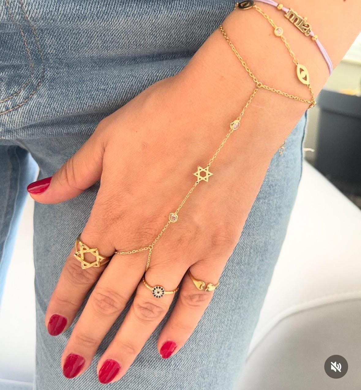 Sterling silver gold plated hand chains