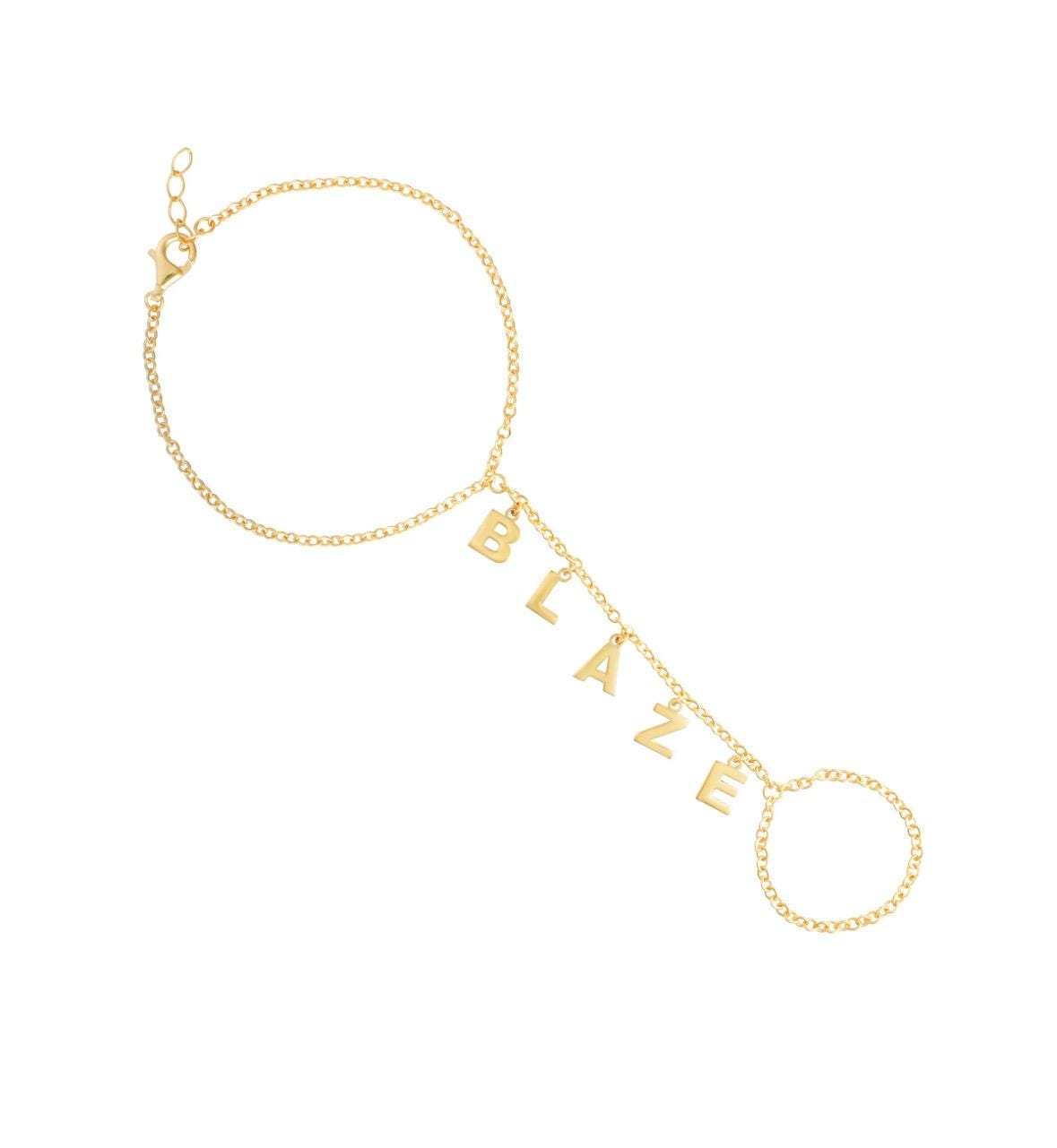 Sterling silver gold plated hand chains | Custom hand chain | Personalized hand chain | dangling name hand chain | Personalized hand chain