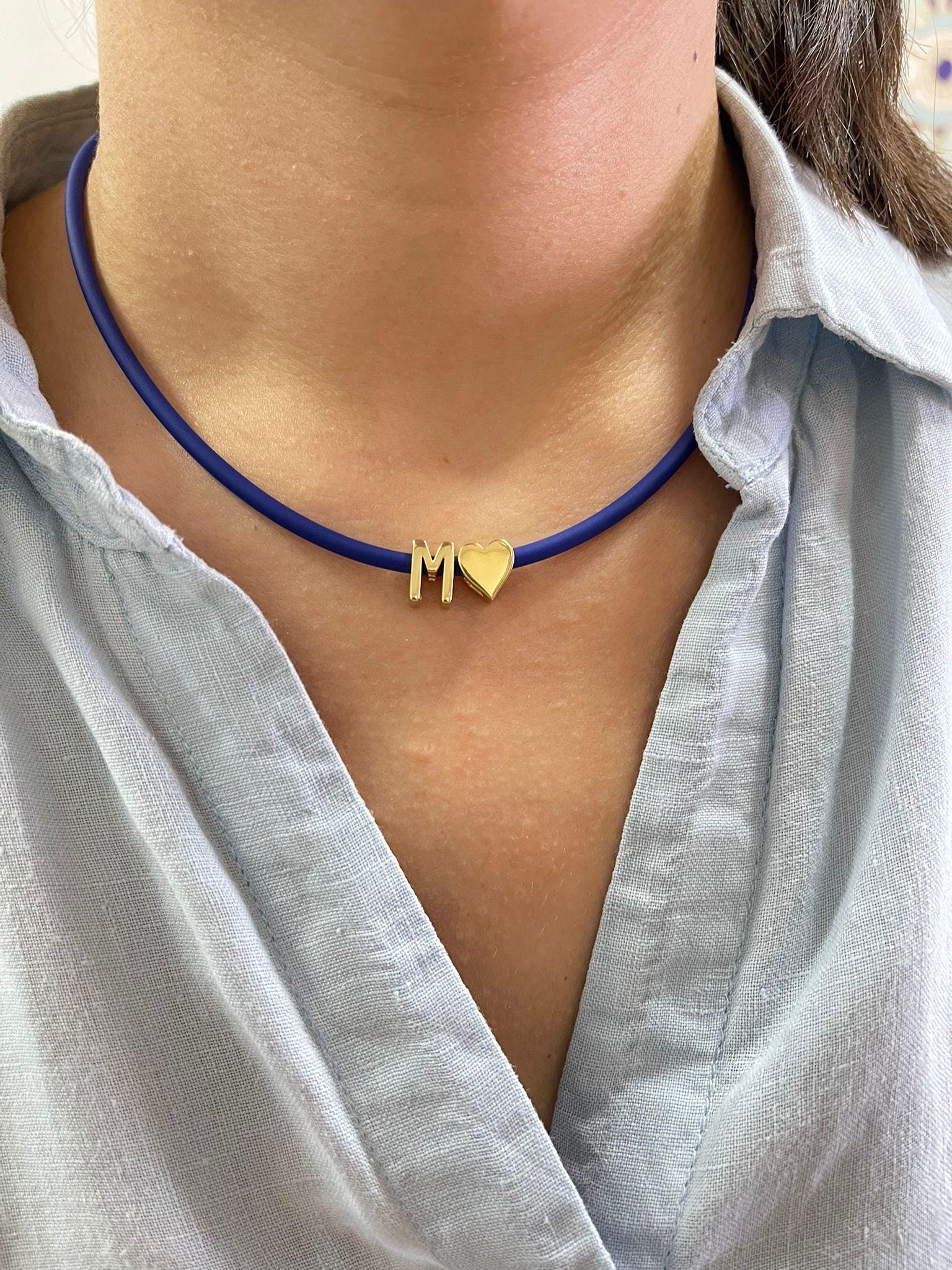 Sterling Silver 14K Gold Plated sliding charms Lulu cord necklace | personalized charms cord rope necklace | initial necklace on string |