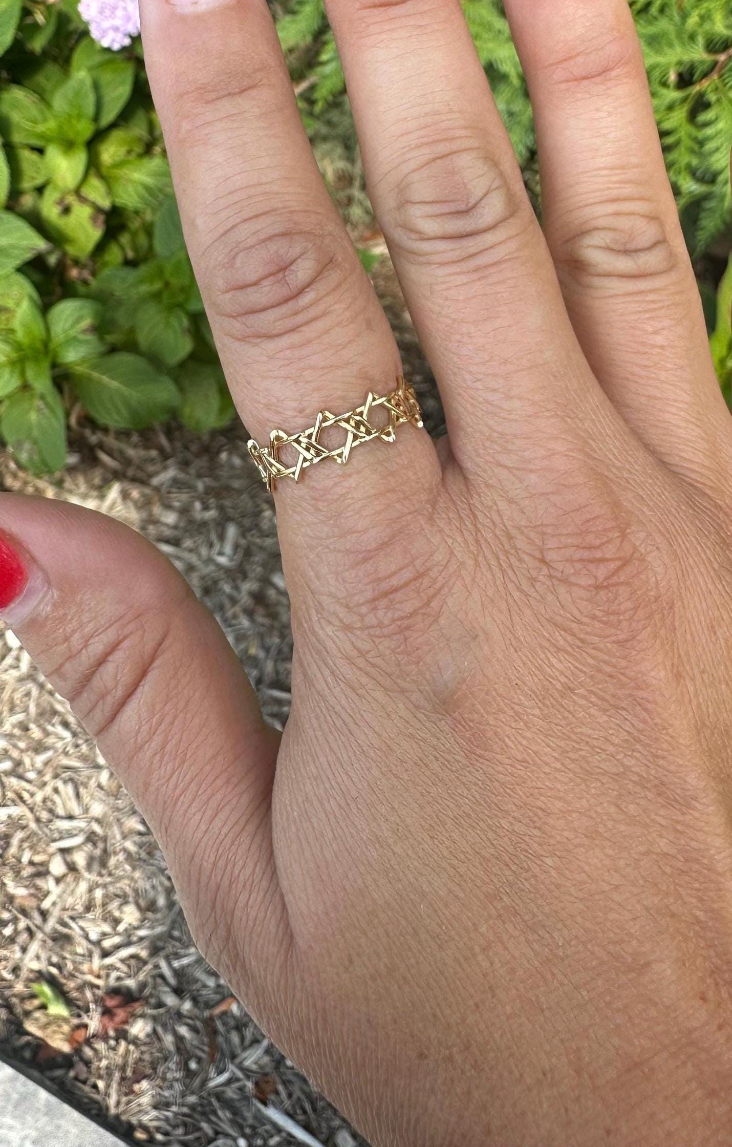 Jewish star Sophia ring | Star of David ring | all around Jewish star ring| Hebrew jewelry | Jewish star jewelry |available in sizes 4-9