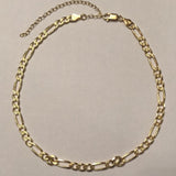 Figaro Chain Choker Necklace Sterling Silver Gold Plated. Made in Italy. Gold and silver.