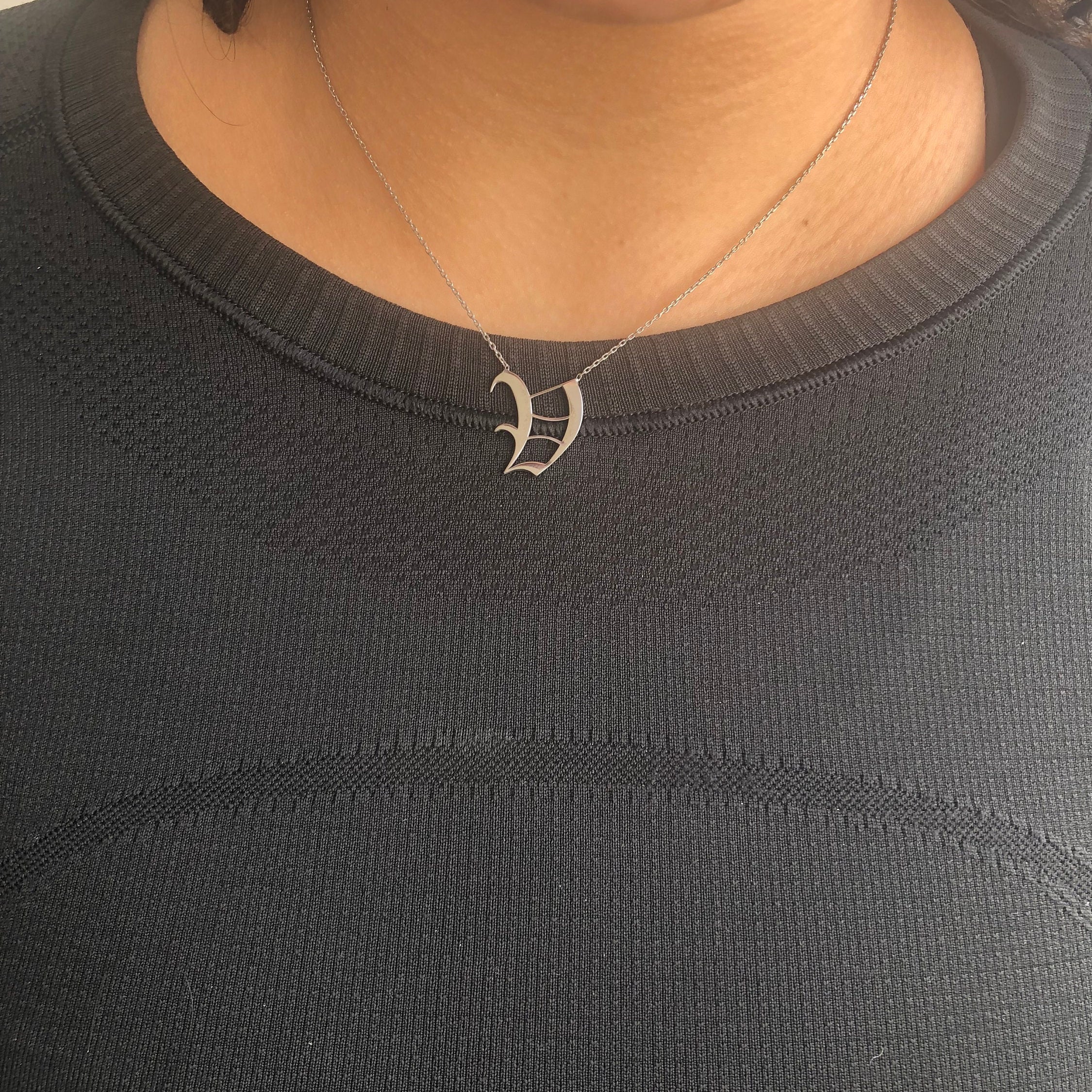 Sterling silver Old English Uppercase Letter (or Name) Personalized Custom Necklace