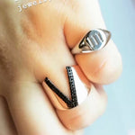 Sterling silver signet pinky ring in gold, rose gold or silver