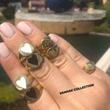 Engraved signet ring in “gothic” font or “old English” font. Personalized signet ring. Custom signet ring. Sterling silver gold plated.