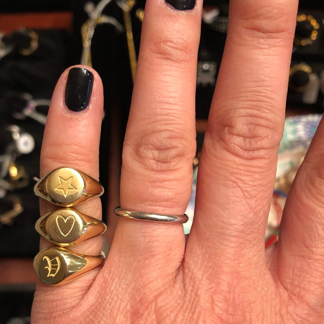 Sterling silver signet pinky ring in gold, rose gold or silver