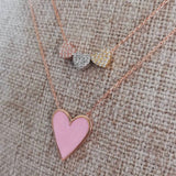 Sterling silver and gold plated heart enamel necklace. Enamel heart necklace. Enamel heart choker.