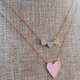 Sterling silver and gold plated heart enamel necklace. Enamel heart necklace. Enamel heart choker.