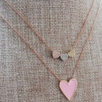 Sterling silver and gold plated heart enamel necklace. Enamel heart necklace. Enamel heart choker.