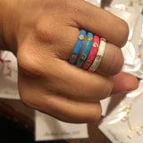 Colorful Enamel Rings and Bands in Sterling Silver gold plated (as pictured) | rainbow enamel ring | enamel stack ring