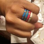 Colorful Enamel Rings and Bands in Sterling Silver gold plated (as pictured) | rainbow enamel ring | enamel stack ring