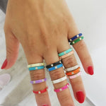 Colorful Enamel Rings and Bands in Sterling Silver gold plated (as pictured) | rainbow enamel ring | enamel stack ring