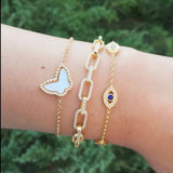 Multi-eye evil eye bracelets in sterling silver gold, rose gold and silver. Khamsa bracelets