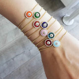 Evil eye bracelets in sterling silver gold, rose gold and silver. Khamsa bracelets. Eye bracelet.