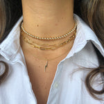 14k Gold Filled Paper Clip chains in small and medium size. Gold filled 5mm gold beaded bead choker.