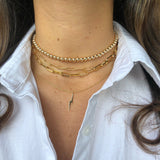 14k Gold Filled Paper Clip chains in small and medium size. Gold filled 5mm gold beaded bead choker.