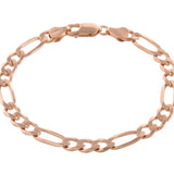 Figaro chain link bracelet in rose gold, gold and silver. Sterling silver and gold plated.