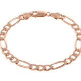 Figaro chain link bracelet in rose gold, gold and silver. Sterling silver and gold plated.