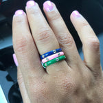 Colorful Enamel Rings and Bands in Sterling Silver gold plated (as pictured) | rainbow enamel ring | enamel stack ring