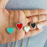 Sterling silver and gold plated heart enamel necklace with pave border