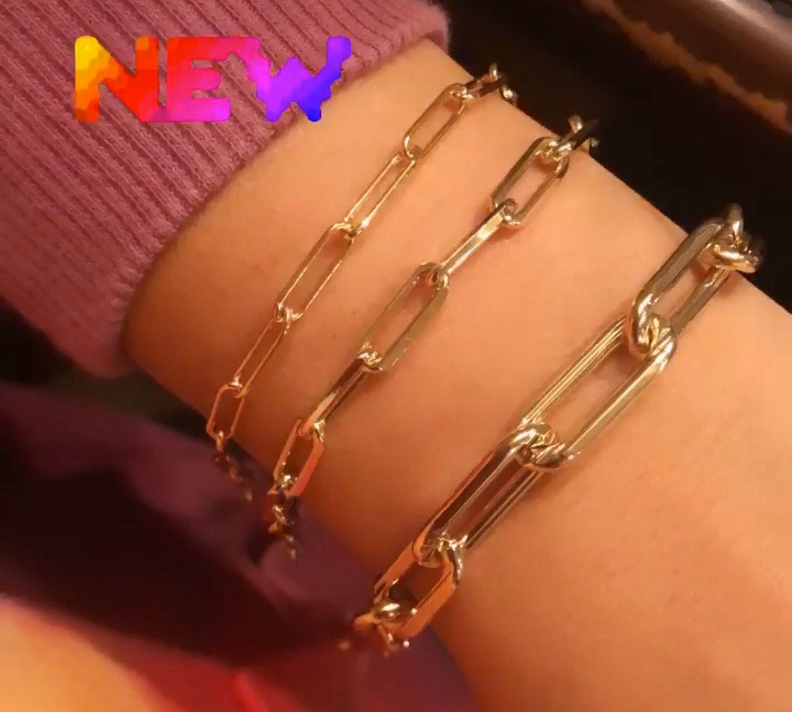As seen on New York Live on NBC** 18K Gold filled paper clip bracelets in color gold