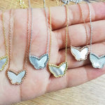 Mother of Pearl Butterly necklace | Sterling silver and gold plated butterfly necklaces in all the colors!