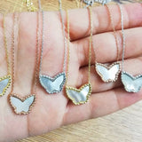 Mother of Pearl Butterly necklace | Sterling silver and gold plated butterfly necklaces in all the colors!