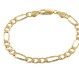 Figaro chain link bracelet in rose gold, gold and silver. Sterling silver and gold plated.