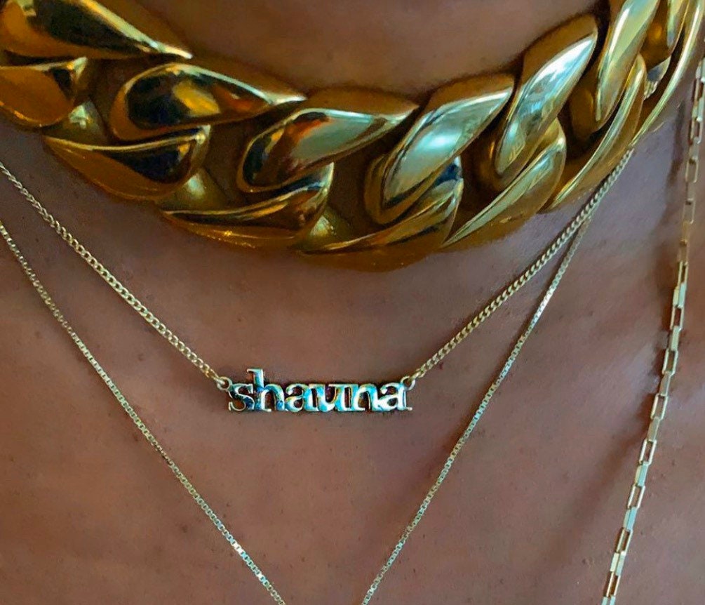 Custom name necklace | Personalized necklace | Sterling Silver 14K Gold Plated nameplate