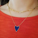 Sterling silver and gold plated heart enamel necklace. Enamel heart necklace. Enamel heart choker.