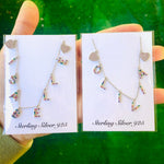 Rainbow name necklace with hearts | Sterling Silver Personalized Custom Rainbow Name or Initials Necklace with hearts