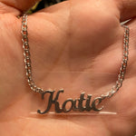 Personalized Script Name Necklace in Sterling Silver and 14K Gold Plated | custom necklace | 14K Gold Plated Carrie Style Nameplate