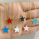 Sterling silver and gold plated star enamel necklace