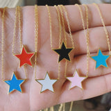 Sterling silver and gold plated star enamel necklace