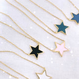 Sterling silver and gold plated star enamel necklace