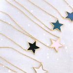 Sterling silver and gold plated star enamel necklace