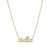 Personalized Script Name Necklace in Sterling Silver and 14K Gold Plated | custom necklace | 14K Gold Plated Carrie Style Nameplate