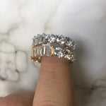Half band eternity band/ ring. Baguette/round band eternity ring. Sterling silver and rhodium/gold plated sizes 5-9