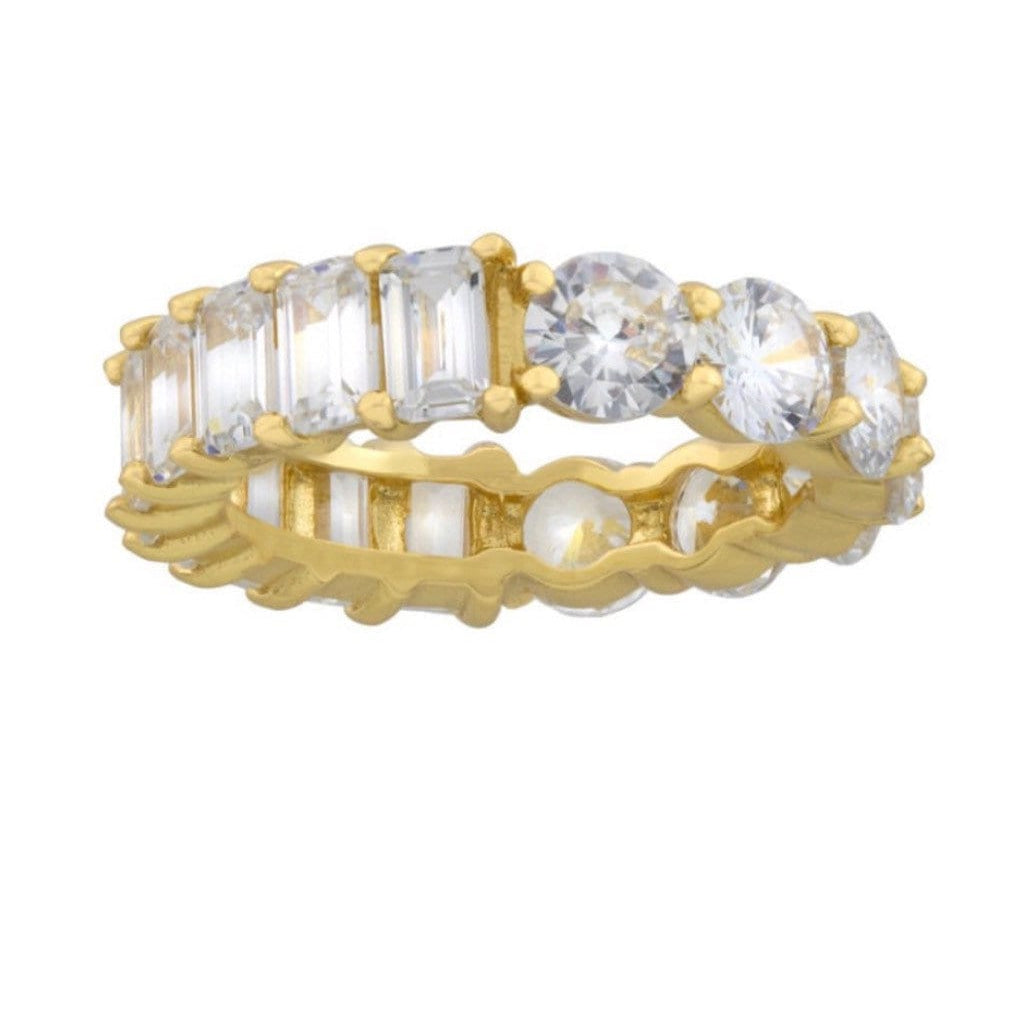 Half band eternity band/ ring. Half baguette/ half round eternity ring. Sterling silver and rhodium/gold plated sizes 5-9