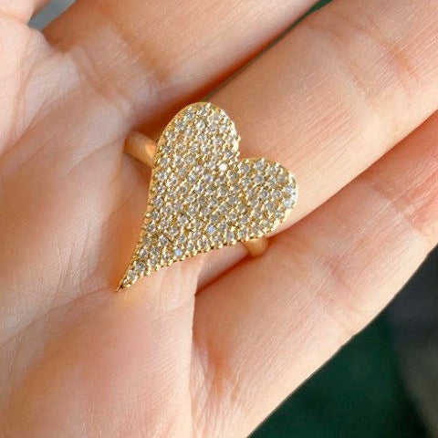 Gold filled heart ring and heart necklace. Color gold. Ring available in Sizes 5-9.