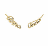 14K gold plated Personalized customized ear crawlers climbers. Sterling silver and gold plated. Don’t tarnish. Name earrings. Name climbers.