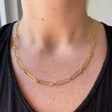 18K gold filled chain necklace. long link chain choker. Paper clip necklace.