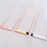 Sterling silver custom bar necklaces. Gold, rose gold or silver. Personalized bar necklace.