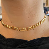 18K gold filled Curb Cuban link choker. Gold or silver color. Any length. Cuban link.