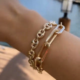 18K Gold filled puffed mariner link bracelets in color gold. Puffed mariner bracelet in gold or silver.