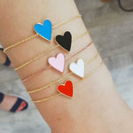 Sterling silver and gold plated heart enamel bracelet. Enamel heart bracelet.